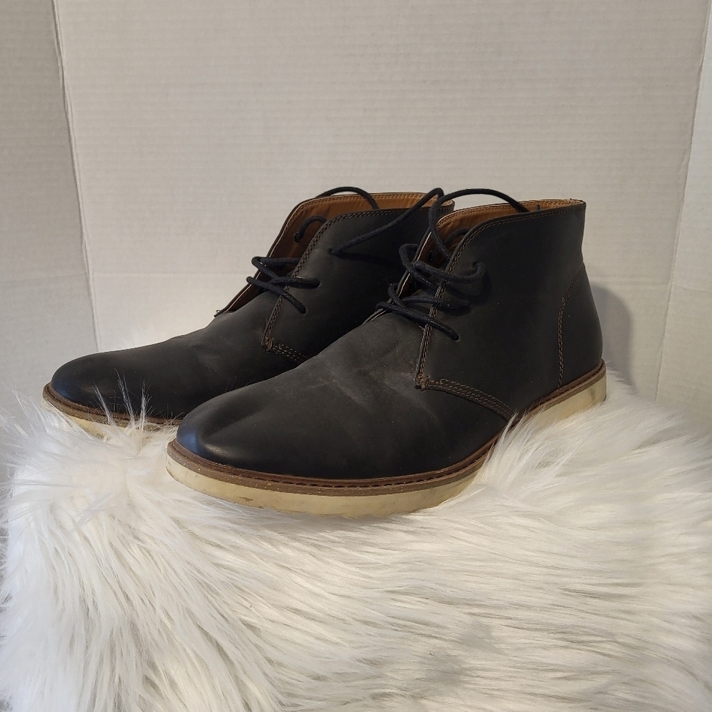 Aldo Men's Black Leather Ankle Boots, Size 11